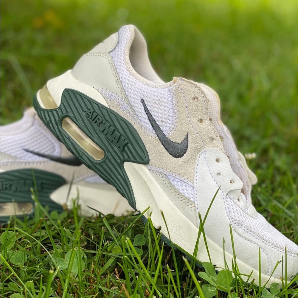 Nike Cream and Dark Green Air Max Sneakers